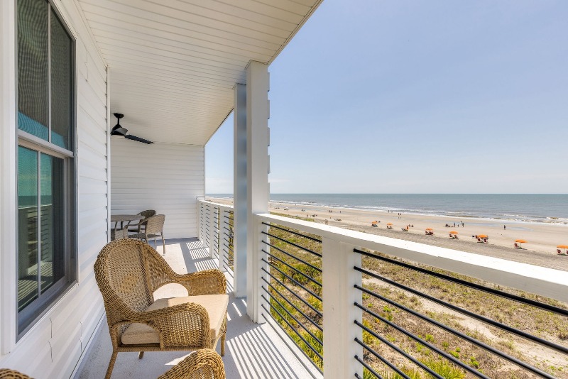 A beachside view from the deck of a Folly Beach vacation rental.